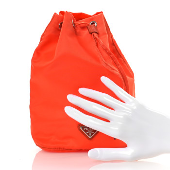 PRADA Tessuto Nylon Vela Drawstring Pouch Orange