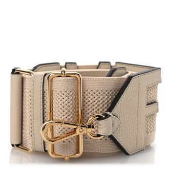 FENDI Ribbon Vitello King Logo Regolabile Woven Adjustable Strap You Beige