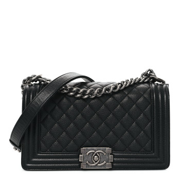 CHANEL Caviar Quilted Medium Boy Flap Black