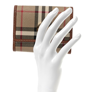 BURBERRY E-Canvas Vintage Check Tri-Fold Wallet Archive Beige