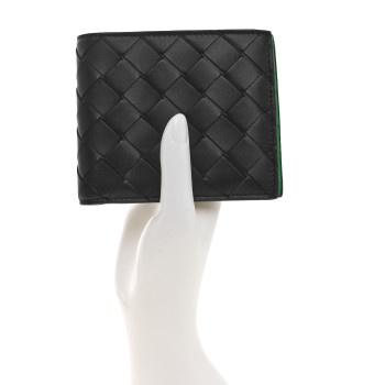 BOTTEGA VENETA Nappa Intrecciato Bi-Fold Wallet Black Parakeet
