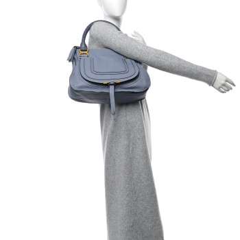 CHLOE Calfskin Large Marcie Satchel Faded Blue