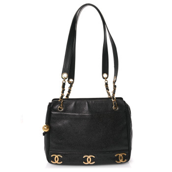 CHANEL Caviar CC Shoulder Bag Black