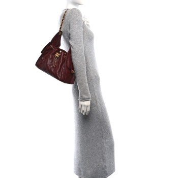 CHANEL Caviar Quilted Small Chanel 25 Handbag Burgundy