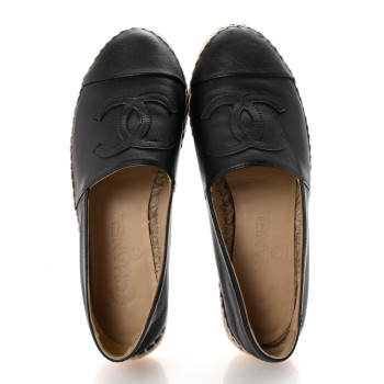 CHANEL Lambskin CC Espadrilles 37 Black