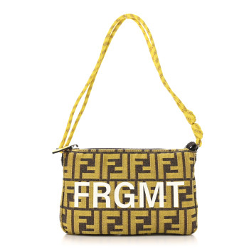 FENDI X FRGMT X POKEMON Woven Fabric Jacquard FF Embroidered Baguette Pouch Tobacco Mimosa