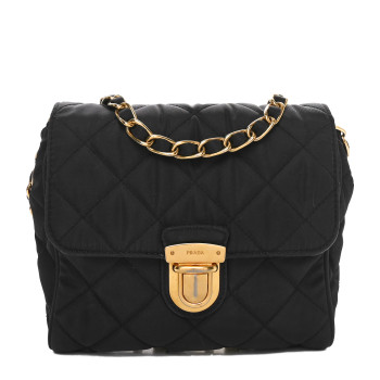 PRADA Nylon Tessuto Impuntu Quilted Flap Bleu
