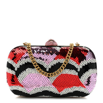 GUCCI Brocade Sequin Crystal Broadway Clutch Multicolor