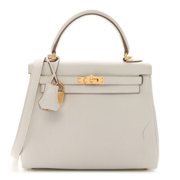 HERMES Togo Kelly Retourne 25 Gris Pale