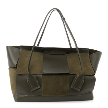 BOTTEGA VENETA Calfskin Suede Maxi Intrecciato Arco 75 Olive Oil