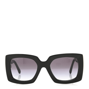 CHANEL Acetate Rectangle Sunglasses 5435-A Black