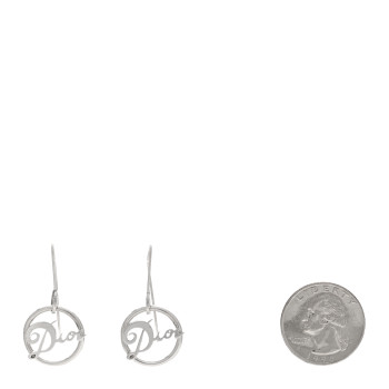 CHRISTIAN DIOR Logo Earrings Silver
