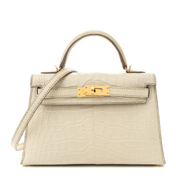 HERMES Matte Alligator Mini Kelly Sellier 20 Beton