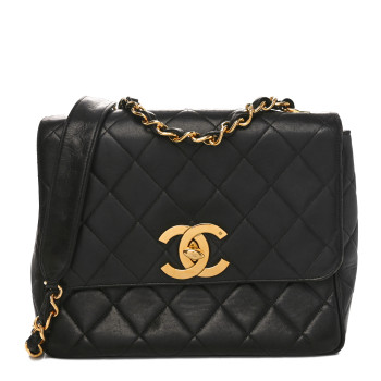 CHANEL Lambskin Quilted Medium Square Flap Bag Black