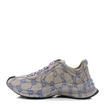 GUCCI Ultralight Plume Calfskin Monogram Printed Womens Gucci Run Sneakers 40 Beige Blue