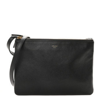 CELINE Lambskin Small Trio Crossbody Bag Black
