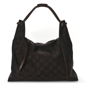 GUCCI Nylon Monogram Hobo Bag Brown