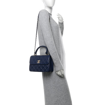 CHANEL Lambskin Quilted Small Trendy CC Flap Dual Handle Bag Blue