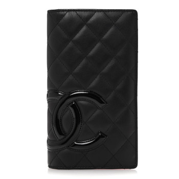 CHANEL Calfskin Quilted Cambon Yen Wallet Black