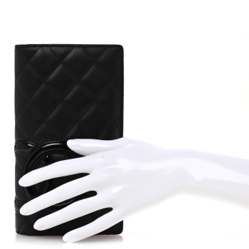CHANEL Calfskin Quilted Cambon Yen Wallet Black