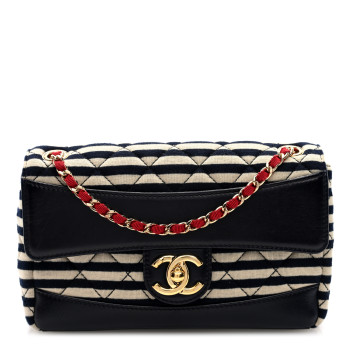 CHANEL Jersey Quilted Small Coco Sailor Flap Black White