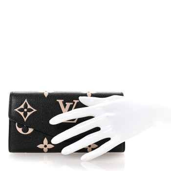 LOUIS VUITTON Monogram Empreinte Giant Sarah Wallet Black Beige