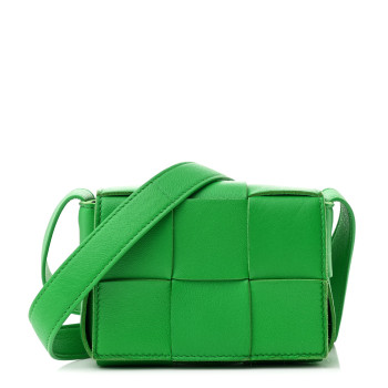 BOTTEGA VENETA Lambskin Maxi Intreccio Candy Cassette Crossbody Bag Parakeet
