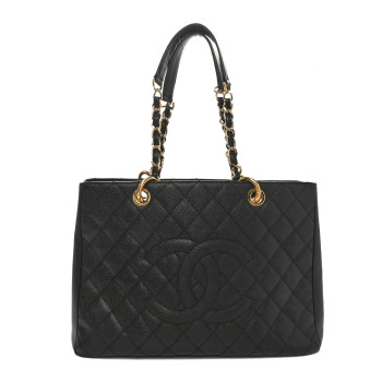CHANEL Caviar Quilted Grand Shopping Tote GST Black