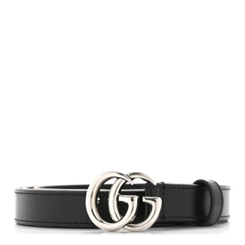 GUCCI Plutone Calfskin Palladium Double G 20mm Belt 90 36 Black