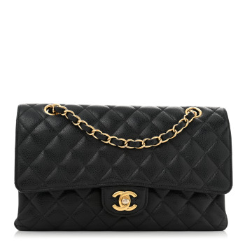 CHANEL Caviar Quilted Medium Double Flap Black