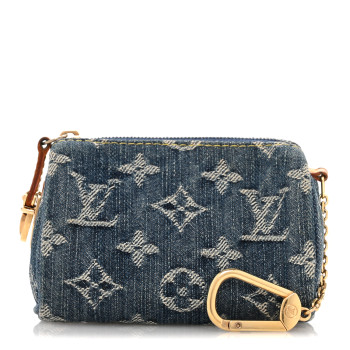 LOUIS VUITTON Monogram Denim Pochette Speedy PM Key Holder Blue