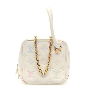 LOUIS VUITTON Lambskin Embossed Monogram New Square Bag Quartz Multicolor