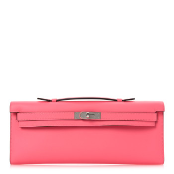 HERMES Swift Kelly Cut Clutch Pochette Rose Azalee