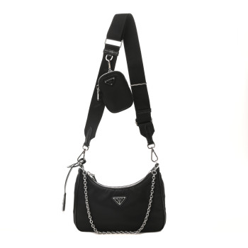 PRADA Nylon Re-Edition 2005 Shoulder Bag Black