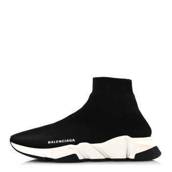 BALENCIAGA Technical 3D Recycled Knit Bi-Color Sole Womens Speed 2.0 Sneakers 40 Black White