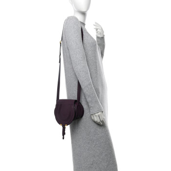 CHLOE Calfskin Mini Marcie Round Crossbody Bag Dark Velvet
