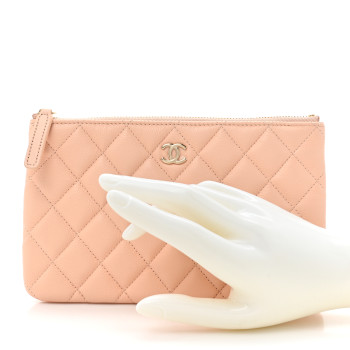 CHANEL Caviar Quilted Cosmetic Case Beige