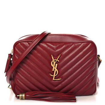 SAINT LAURENT Calfskin Matelasse Monogram Lou Camera Bag Opyum Red