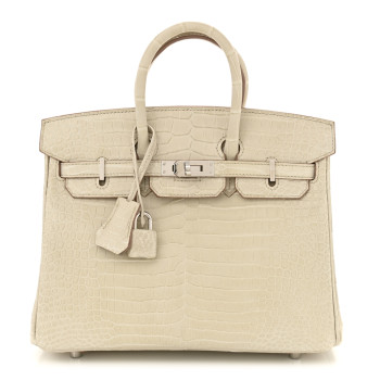HERMES Matte Porosus Crocodile Birkin 25 Beton