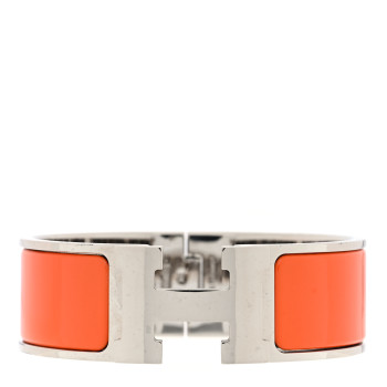 HERMES Enamel Wide Clic Clac H Bracelet PM Orange