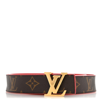 LOUIS VUITTON Monogram 30mm LV Initiales Reversible Belt 80 32 Coquelicot