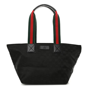 GUCCI GG Monogram Medium Web Handle Bucket Tote Black