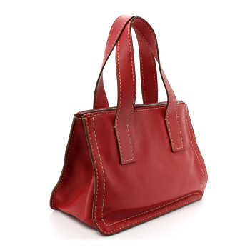 PRADA City Calf Stitched Double Zip Shoulder Bag Fuoco