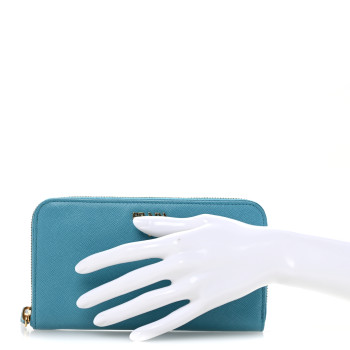PRADA Saffiano Metal Zip Around Wallet Voyage