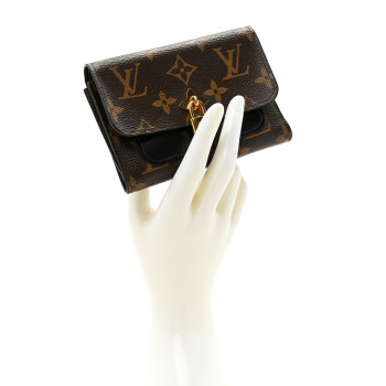 LOUIS VUITTON Monogram Flower Lock Compact Wallet Black