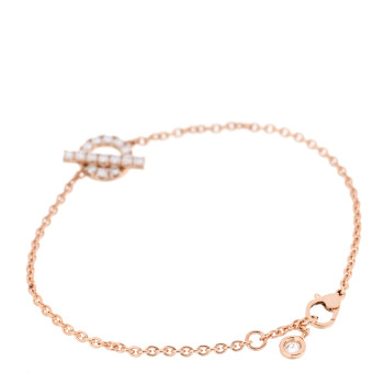 HERMES 18K Rose Gold Diamond Finesse Bracelet LG