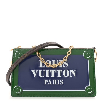 LOUIS VUITTON Monogram Calfskin Embossed Lexington Pouch Blue Green