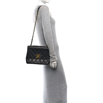 CHANEL Lambskin Quilted Medium Square Flap Bag Black