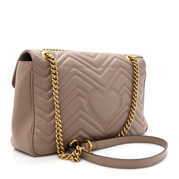 GUCCI Calfskin Matelasse Medium GG Marmont Shoulder Bag Porcelain Rose