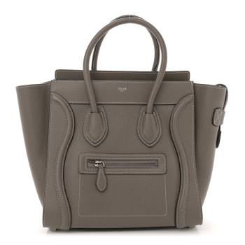 CELINE Drummed Calfskin Micro Luggage Souris